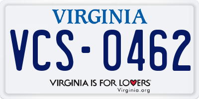 VA license plate VCS0462
