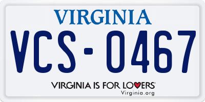 VA license plate VCS0467
