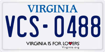 VA license plate VCS0488