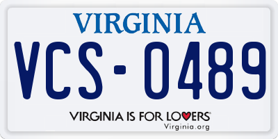 VA license plate VCS0489