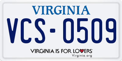 VA license plate VCS0509