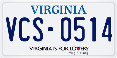 VA license plate VCS0514