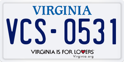 VA license plate VCS0531
