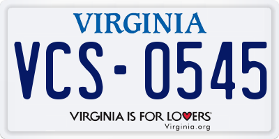 VA license plate VCS0545
