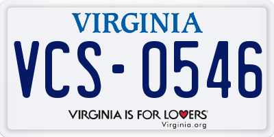 VA license plate VCS0546