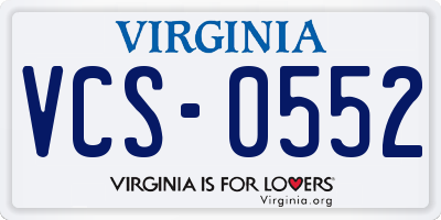 VA license plate VCS0552