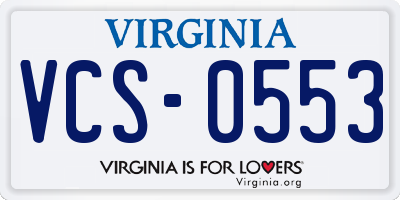 VA license plate VCS0553