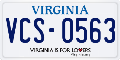 VA license plate VCS0563