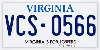 VA license plate VCS0566