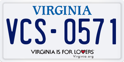 VA license plate VCS0571