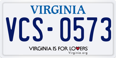 VA license plate VCS0573
