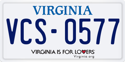 VA license plate VCS0577