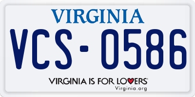 VA license plate VCS0586