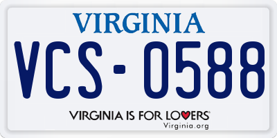 VA license plate VCS0588