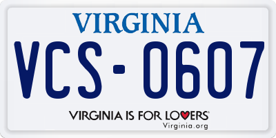 VA license plate VCS0607