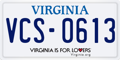 VA license plate VCS0613