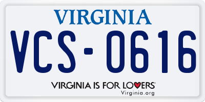 VA license plate VCS0616