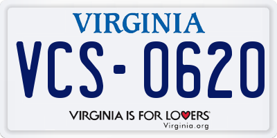 VA license plate VCS0620
