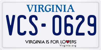VA license plate VCS0629