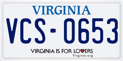 VA license plate VCS0653