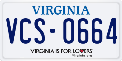 VA license plate VCS0664