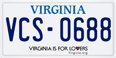 VA license plate VCS0688
