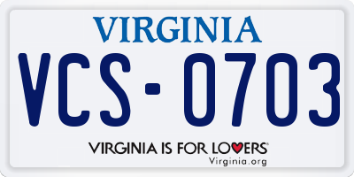 VA license plate VCS0703