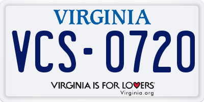VA license plate VCS0720