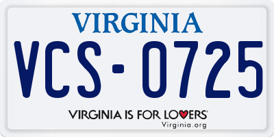 VA license plate VCS0725