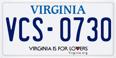 VA license plate VCS0730