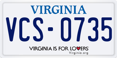 VA license plate VCS0735
