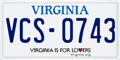 VA license plate VCS0743