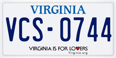 VA license plate VCS0744