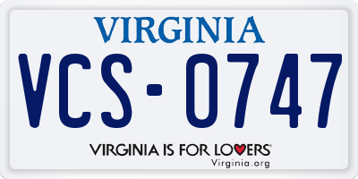 VA license plate VCS0747