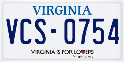 VA license plate VCS0754