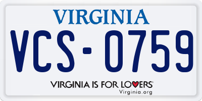 VA license plate VCS0759