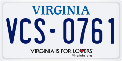 VA license plate VCS0761