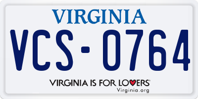 VA license plate VCS0764