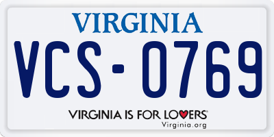 VA license plate VCS0769