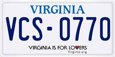 VA license plate VCS0770