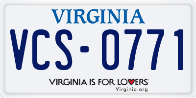 VA license plate VCS0771