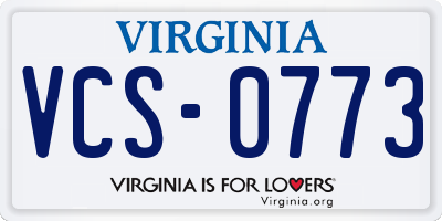VA license plate VCS0773