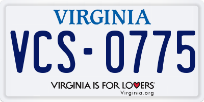 VA license plate VCS0775