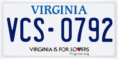 VA license plate VCS0792