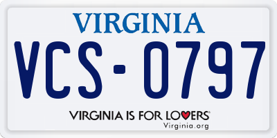 VA license plate VCS0797