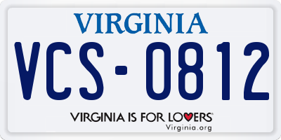 VA license plate VCS0812