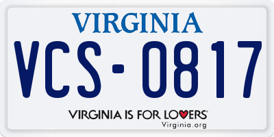 VA license plate VCS0817