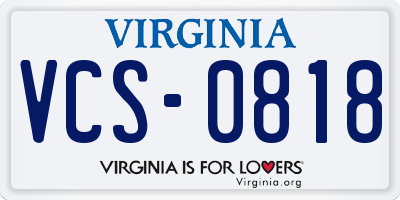 VA license plate VCS0818
