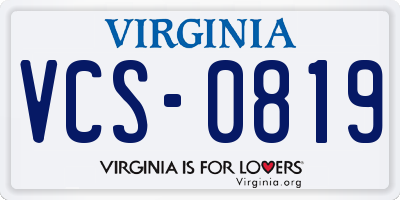 VA license plate VCS0819