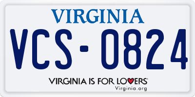 VA license plate VCS0824